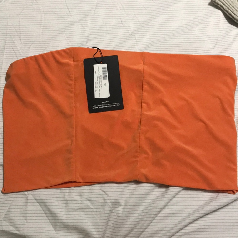 PRETTYLITTLETHING STRAPLESS ORANGE TOP